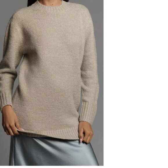 By Anthropologie Long-Sleeve Twofer Sweater Slip Midi Dress MP PM thread pulls - Picture 4 of 9